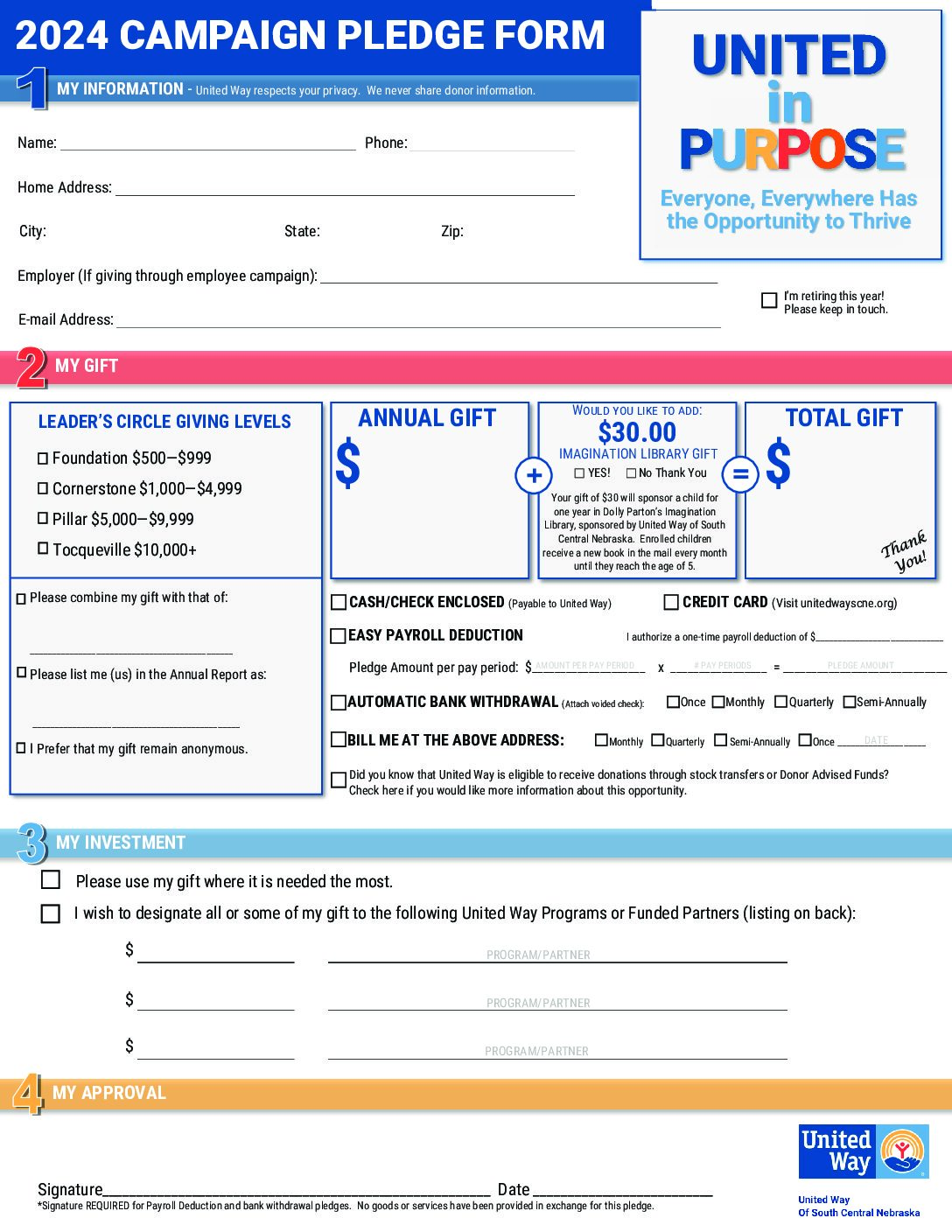 Campaign United Way Of South Central Nebraska   2024 Pledge Form 3 Pdf 