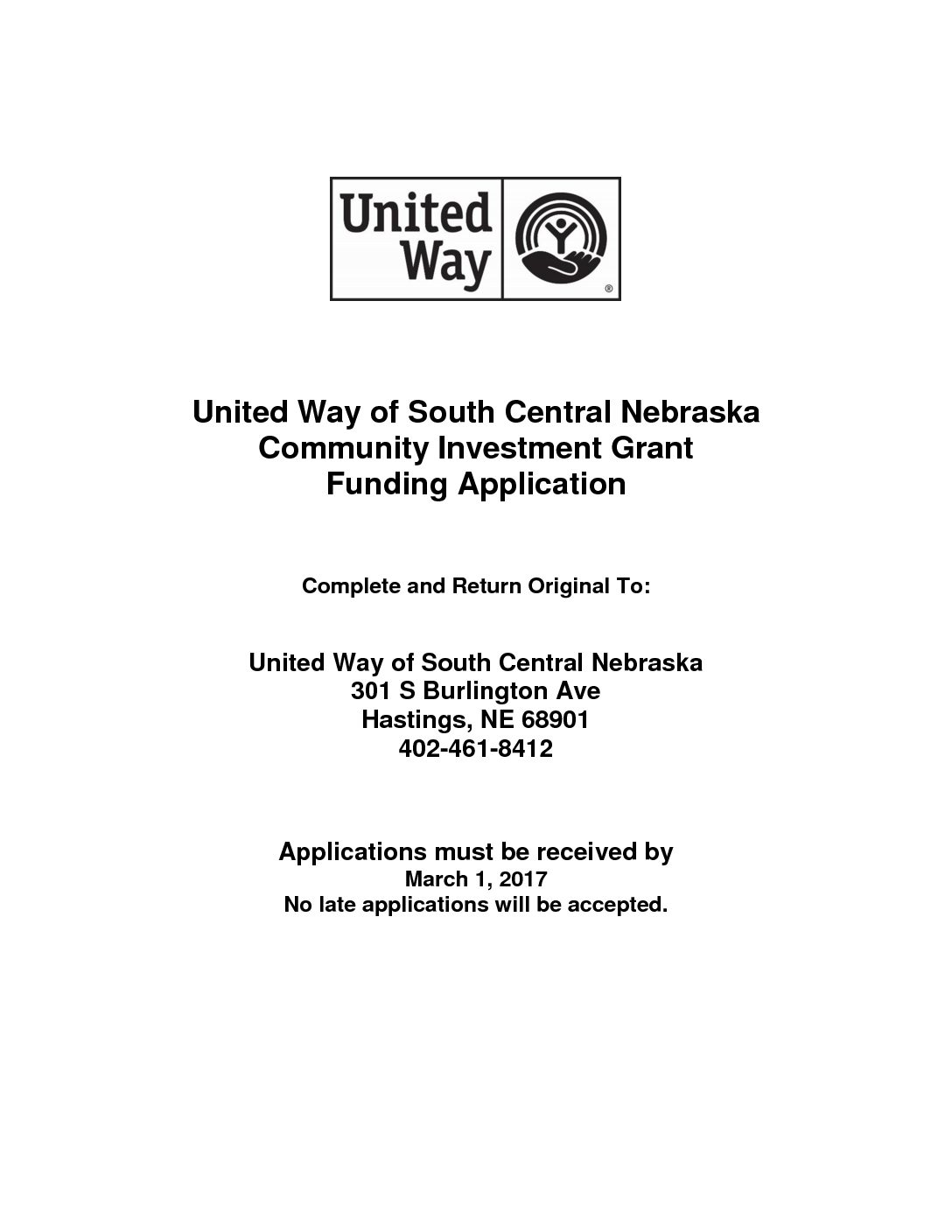 2017-2018 Funded Partner Applications Now Available - United Way of South Central Nebraska